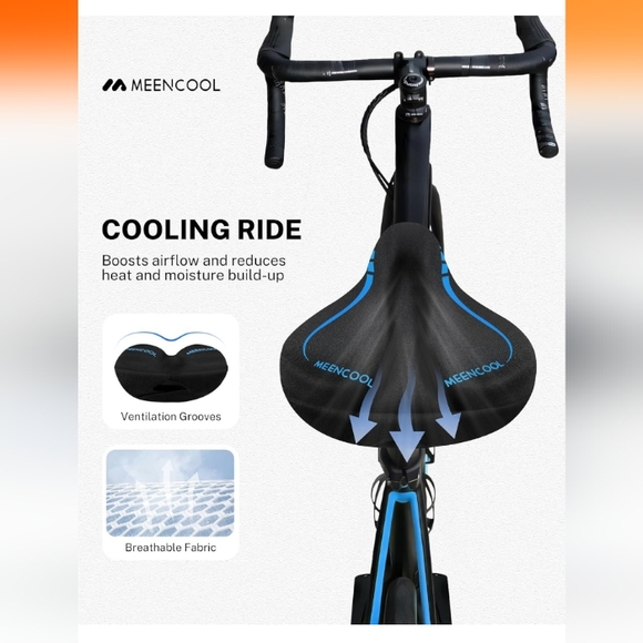 Meencool Gel Bike Seat Cover (Black/Blue) D-15 NWOT - Picture 6 of 14